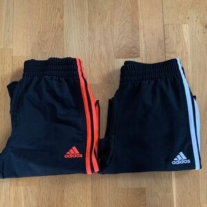 Adidas Kids' Black Joggers with Red and White Accents. Size M 10/12